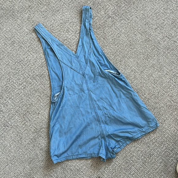 Mock Denim Blue Overall-Style Romper (50% Tencel 50% Bamboo) - Picture 4 of 5